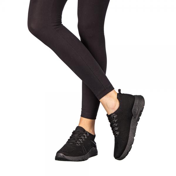 Γυναικεία αθλητικά παπούτσια μαύρα από ύφασμα Bicoz, 3 - Kalapod.gr
